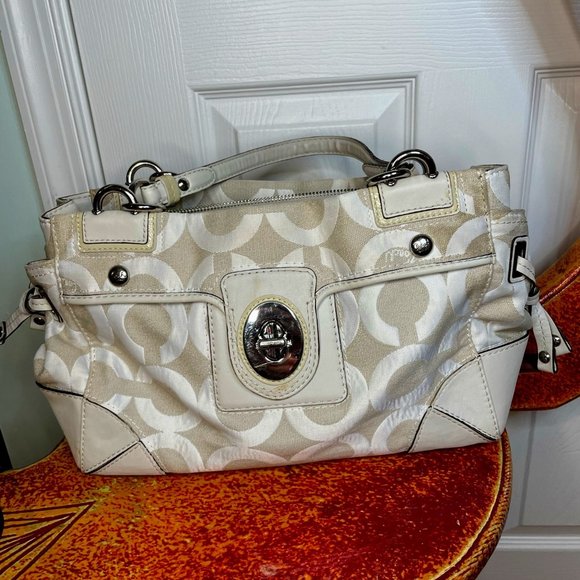 Cream Colored Coach Purse - Picture 1 of 14